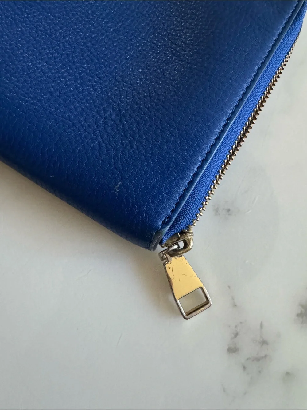Tory Burch Blue Leather Zip Clutch/Pouch with Logo